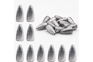 FREGITO Fishing Weight Sinkers, 50pcs/55pcs Lead Worm Weights Fishing Sinkers for Bass Fishing Texas Rigs