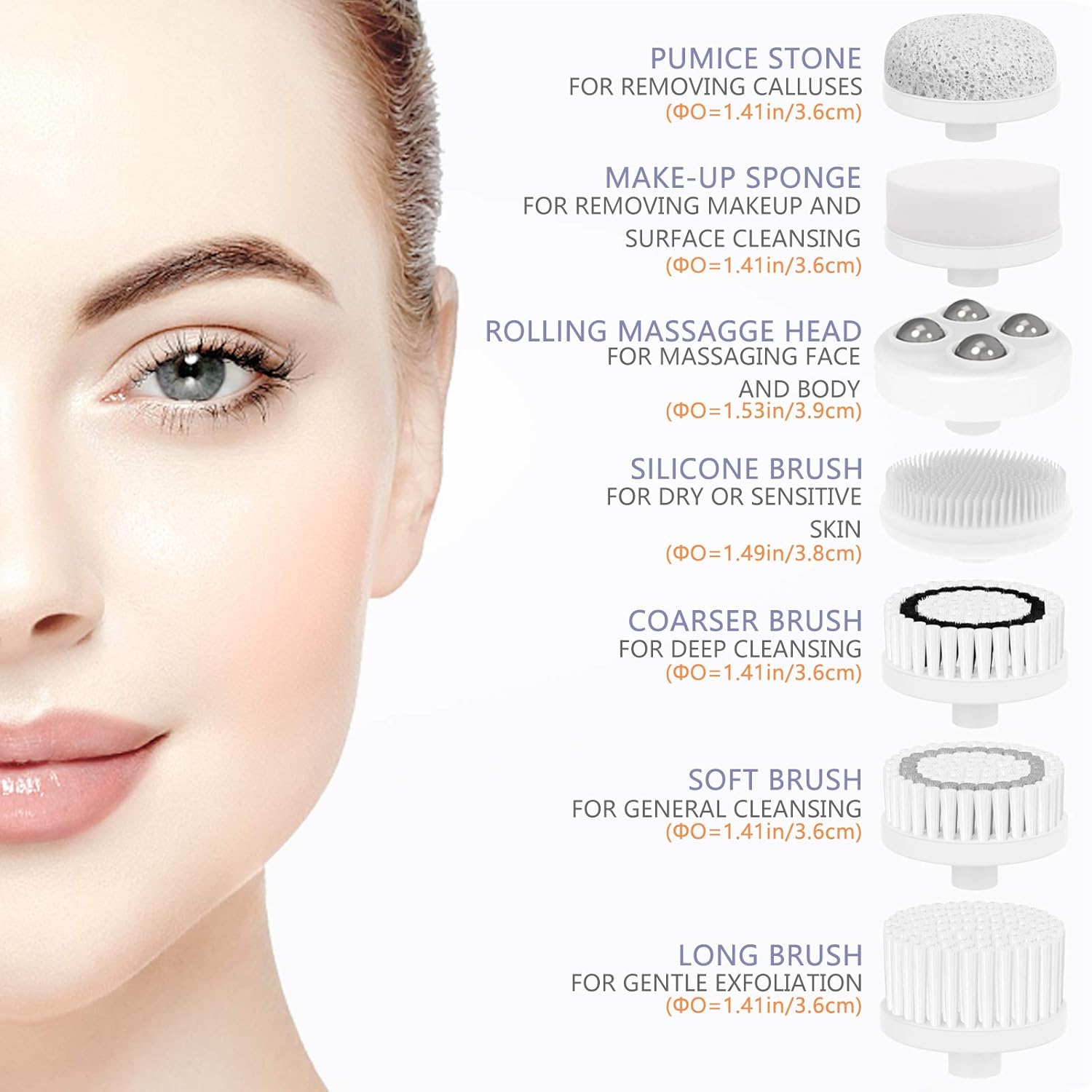 Rechargeable Facial Cleansing Spin Brush Set with 7 Interchangeable Brush Heads - Waterproof Face Spa System by CLSEVXY - Advanced Microdermabrasion for Gentle Exfoliation and Deep Scrubbing(Purple): Beauty