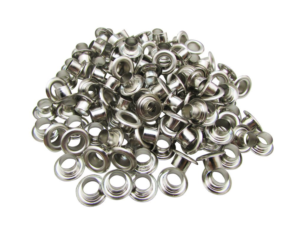 Amanaote 6mm Internal Hole Diameter Silvery Eyelets Grommets with Washer Self Backing Pack of 150 Sets
