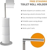 Crystals Freestanding Toilet Roll Holder 2 in 1 Stainless Steel Silver view 5