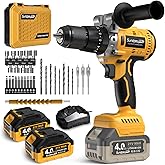 SundpeyPRO 21V Cordless Hammer Drill - 1060In·lbs Brushless Drill Set with 2 x 4.0Ah Battery - 20+3 Torque Battery Drills 2150RPM Power Drills 1/2" Chuck Electric Drill for Drilling Wood Bricks Metal