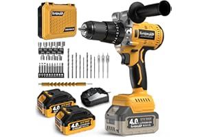 SundpeyPRO 21V Cordless Hammer Drill - 1060In·lbs Brushless Drill Set with 2 x 4.0Ah Battery - 20+3 Torque Battery Drills 2150RPM Power Drills 1/2" Chuck Electric Drill for Drilling Wood Bricks Metal