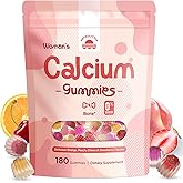 Calcium Gummies for Women – 1500mg Calcium Citrate with Vitamin D3, K2, Magnesium, Zinc, Boron & Soy Isoflavones – Calcium Supplement, Vegan, Zero Sugar, Mixed Fruit Flavors, 180 Count
