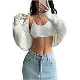 Milumia Women's Crochet Bolero Shrug Top Y2k Long Sleeve Drop Shoulder Crop Cardigan
