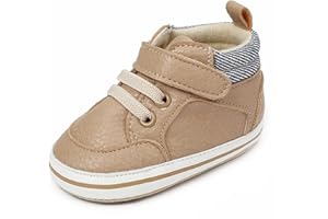 SOFMUO Baby Boys Girls High Top Ankle PU Leather Sneakers Soft Rubber Sole Infant Moccasins Newborn Oxford Loafers Anti-Slip Toddler Wedding Uniform Dress Shoes