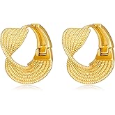 YUJIE Gold Chunky Twist Hoop Earrings Thick 18k Gold Plated Earrings for Women Trendy Jewelry