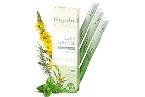 PUFFIAIR Upgraded Mullein Herbal Diffuser Stick with Mullein, Thyme & Mint Extracts | Lung Detox Diffuser for Cleansing Lungs, Improving Breathing & Oral Air Freshening - 600 Uses, 3 Sticks, 1 Pack