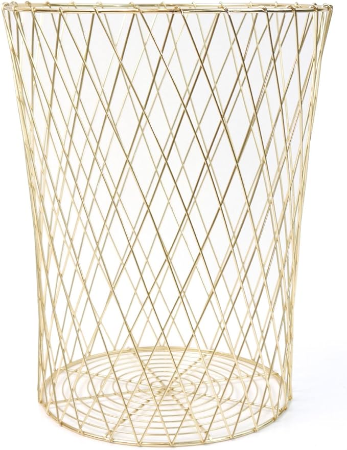 Waste Paper Bin Basket metal gold Charming Modern Amazon.co.uk