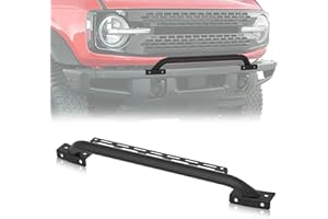 YZONA Bull Bar Grille Brush Guard with Light Bracket Compatible with 2021 2022 2023 2024 Ford Bronco (fit Modular Steel Front Bumper ONLY), Off Road Front Bumper Rack Rock Push Bar (2/4 Door, Black)