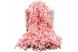 ZHIHENG 20 Yards Pom Poms Fringe Ball Trim Sewing Ribbon Embroidered Lace Tassel Applique for Clothing Accessories Bedding Quilting Crafts Supplies (Pink)