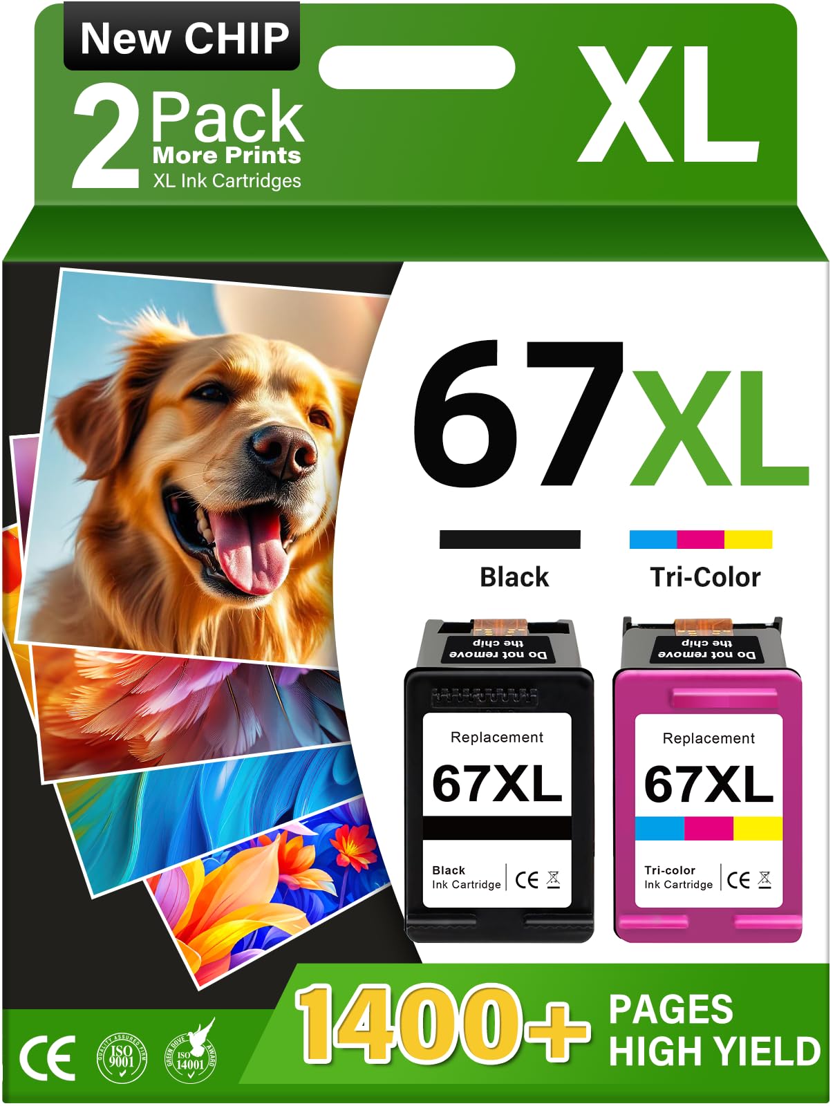 Photo 1 of 67XL Ink Cartridges Compatible for HP67 HP Ink 67 Black/Color Combo Pack Compatible for DeskJet 2855e 2827e 2800e 4255e 2755e 2700e 2852e 2700 4155e 2734e 4227e Envy 6000 6055e 6400 6455e Printer Ink