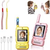 Kids Video Walkie Talkies 2 Pack, Rechargeable Long Range Two-Way Radios with Camera for Boys & Girls Age 3-12 (Yellow/Pink)