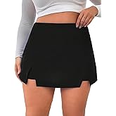 Floerns Women's Plus Size Asymmetrical Skorts High Waisted Skirts Shorts