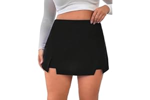 Floerns Women's Plus Size Asymmetrical Skorts High Waisted Skirts Shorts
