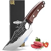 ACEKNIFE Viking Knife for Meat Cutting, Hand Forged Chef knife, German Steel and Ergonomic Wood Handle, with Sheath for Kitchen and Outdoor,6"