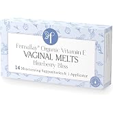 Femallay Vitamin E Vaginal Melts, Blueberry Bliss, 14 Count | Organic natural support for vaginal comfort, moisture and hydration, individually sealed