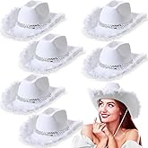 Unittype 6 Pcs Valentine's Day Women Cowgirl Hat Mardi Gras Cowgirl Hats for Women Bachelorette Themed Party Birthday