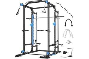 ULTRA FUEGO Multifunctional Power Cage Rack with Cable Crossover/Smith Machine System, LAT-Pull Down System,Squat Rack and More Training Attachments for Home Gym