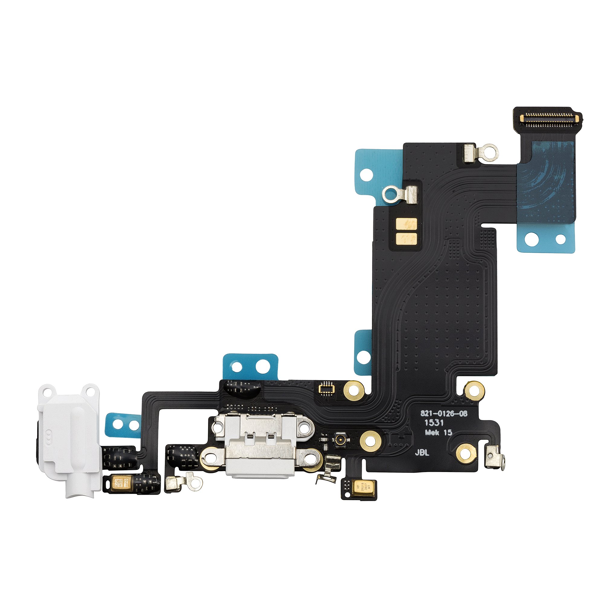 COHK USB Charging Port Dock Connector Flex Cable With Microphone and Headphone Jack Replacement for iPhone 6s Plus (White)