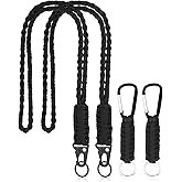 YETOOME 2 Set Heavy Duty Paracord Lanyard and Braided Keychain for ID Card Badge Holder, Outdoor Activities, Camera, Traveling (Black)