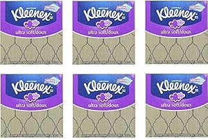 Kleenex Ultra Soft Facial Tissues, Thick and Absorbent & Strong 75, 3-PLY White Facial Tissues, 6 Cubes Bundle Pack – 450 Total Tissues. Variety of Assorted Colors and Designs