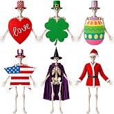 Teyva Daily 6 Set 12ft Skeleton Holiday Outfit Halloween Christmas Costume | 12 Pieces Skeleton Holiday Costume,Giant Sized Hat and Outfit ,Halloween Christmas Holiday Yard Garden Decoration Accessory