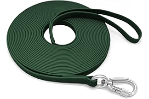 ZALER Long Dog Leash Waterproof Training Leashes 50ft 30ft 20ft 15ft 10ft 6ft, Odor Proof Recall Long Line Lead with Aviation Aluminum Carabiner Clip for Small, Medium, Large Dogs (30FT, Forest Green)