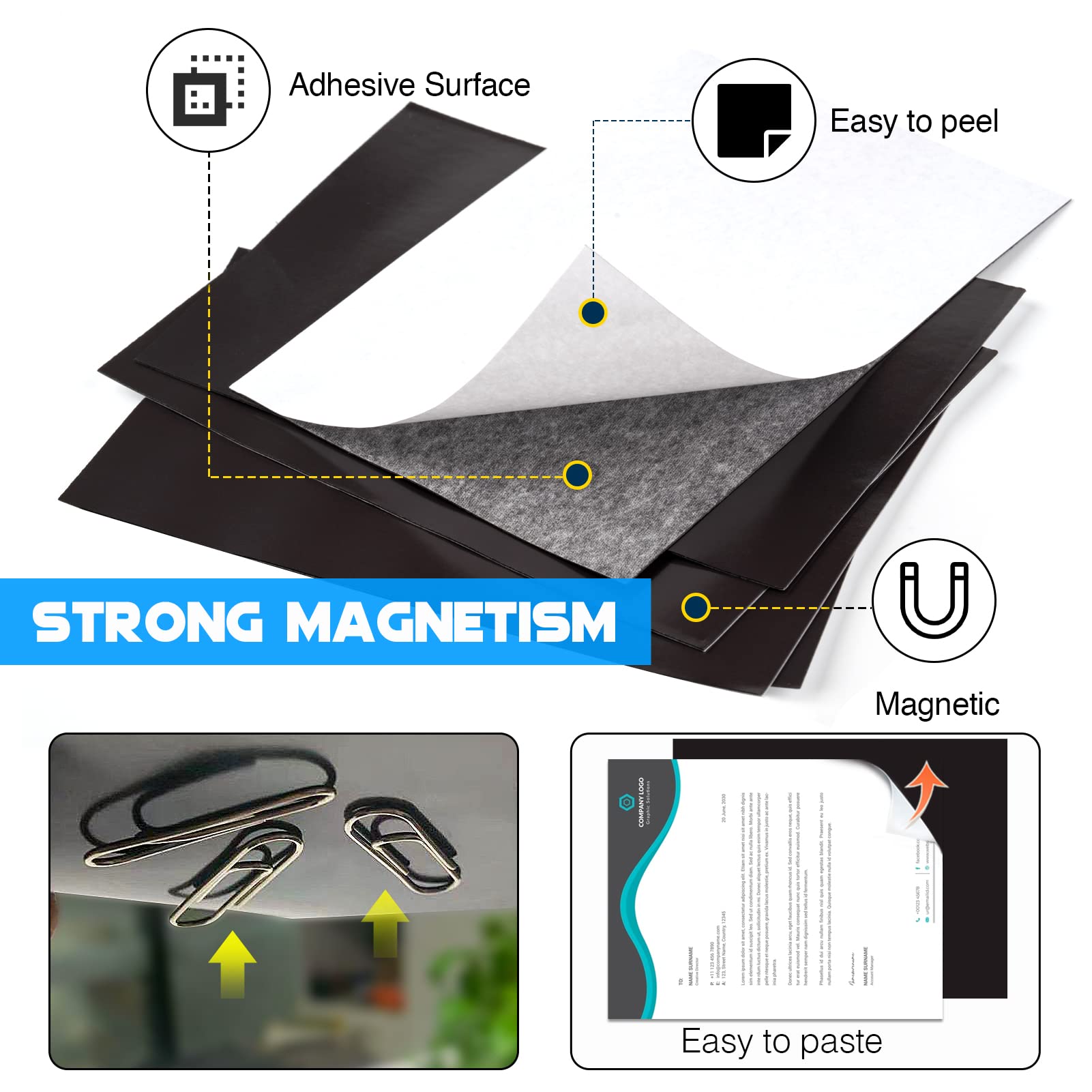Adhesive Magnetic Sheets for Letter Size 8.5x11 (Pack of 8),Magnet Sheets with Self-Stick Adhesive for Home/Classroom/Office,Easy Cut DIY Paper Craft Magnet