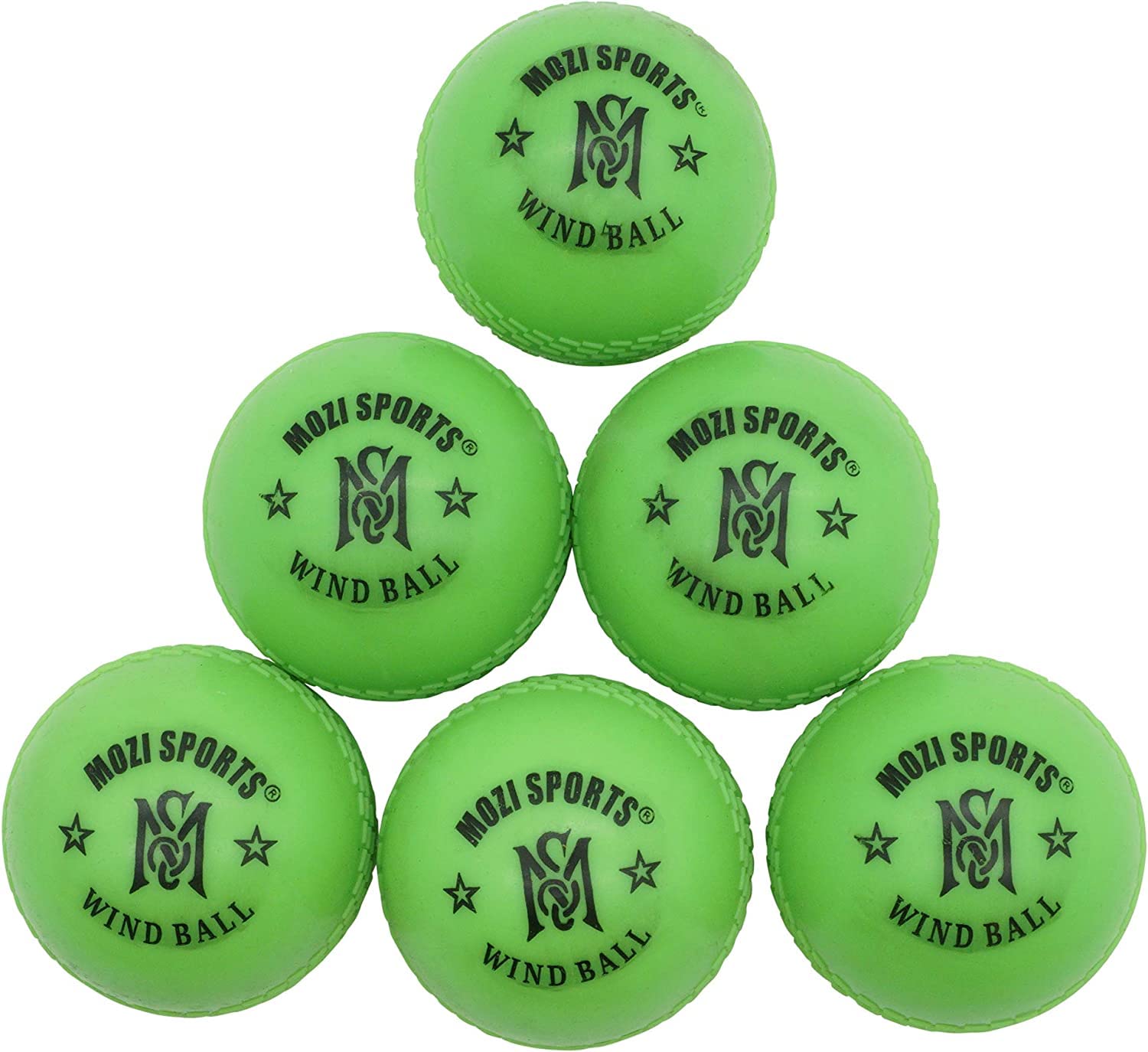 Mozi Sports Windball Soft Cricket Balls-Durable Realistic Bounce & Swing-Cricket WindBalls for Indoor & Outdoor Coaching, Practice, Garden & Beach play (Green)