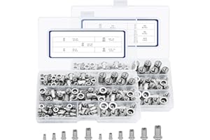 SAE & Metric Stainless Steel Rivet Nut Kits, JROUTH 380pcs Rivnuts & Nutsert Assortment, Sizes 8-32 10-24 1/4"-20 3/8"-16 5/16"-18 M3 M4 M5 M6 M8 M10