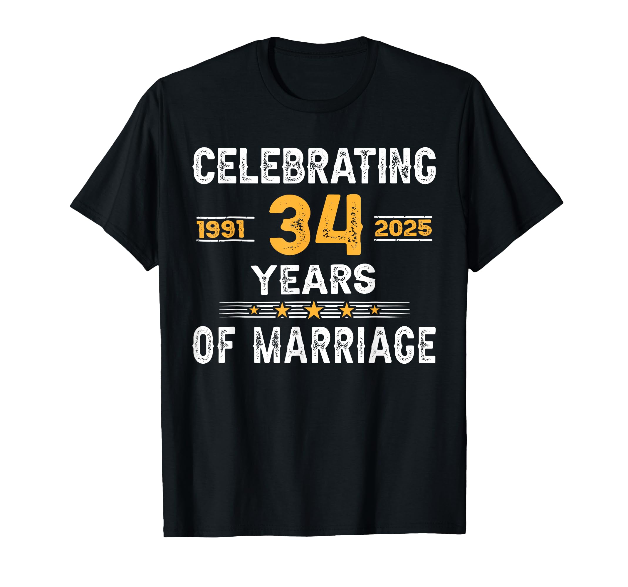 Photo 1 of ** DARK HEATHER ** Marriage 34 Years Since 1991 Couple 34th Wedding Anniversary T-Shirt M