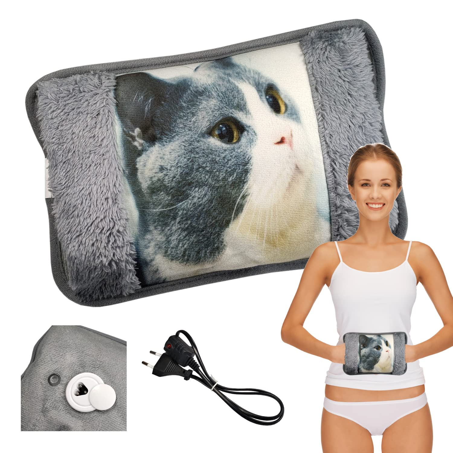 Powersell - Electric Hot Water Bottle | Plush Lining for Softness | Long-Lasting Heat up to 5 Hours | Easy Electric Charging | Suitable for Winter Use, Plush Toy