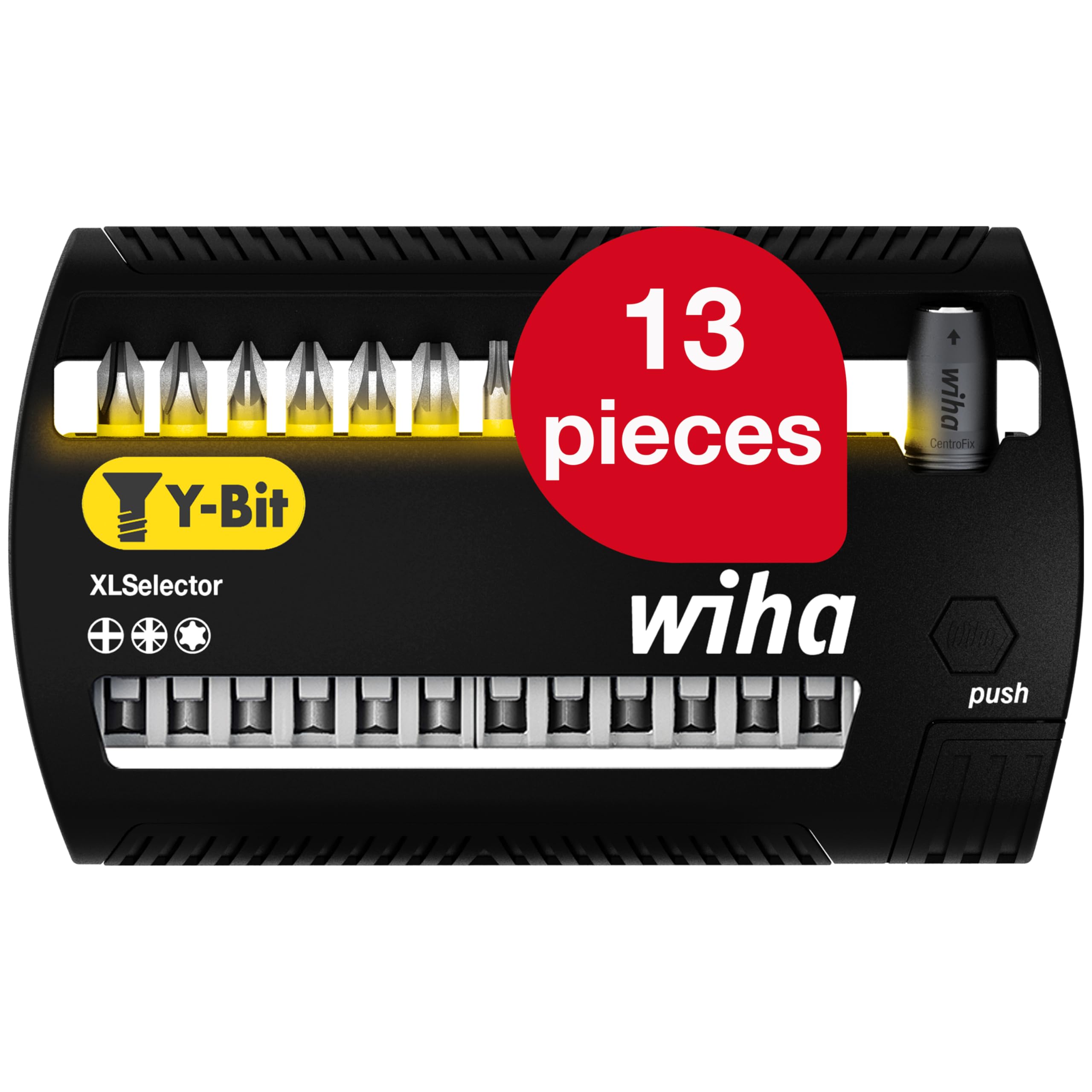 Wiha Bit Set XLSelector Y-Bit 13-TLG. I 50 mm PH, Pozidriv, TORX 1/4" E6,3 I magnetischer Bithalter I Impact- & Schlagschrauber geeignet (41834)