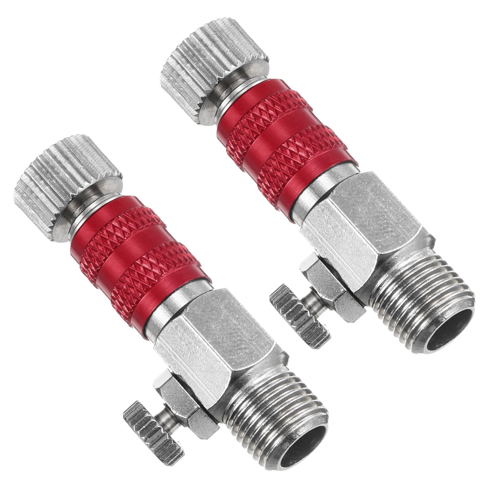 PATIKIL 1/8 Air Brush Connector Adapters, 2pcs Air Brush Quick Connect Air Brush Airflow Control Valve Quick Release Disconnect for Air Brush Hose, Red
