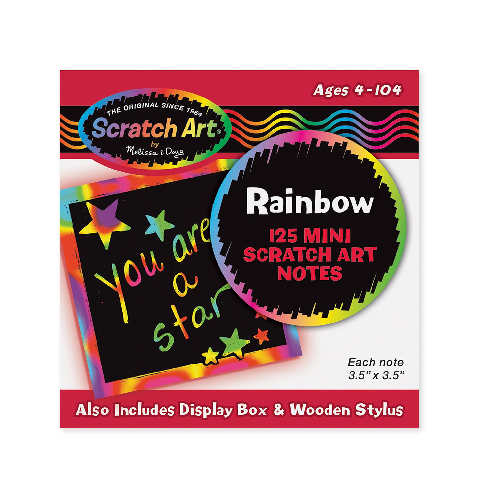 Melissa & Doug Scratch Art Rainbow Mini Notes (125) with Wooden Stylus - FSC Certified