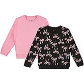 Pink Angel 2-Pack Girls Fleece Crewneck Sweatshirts – Soft Cotton Blend Pullover Tops for School, Play, and Layering