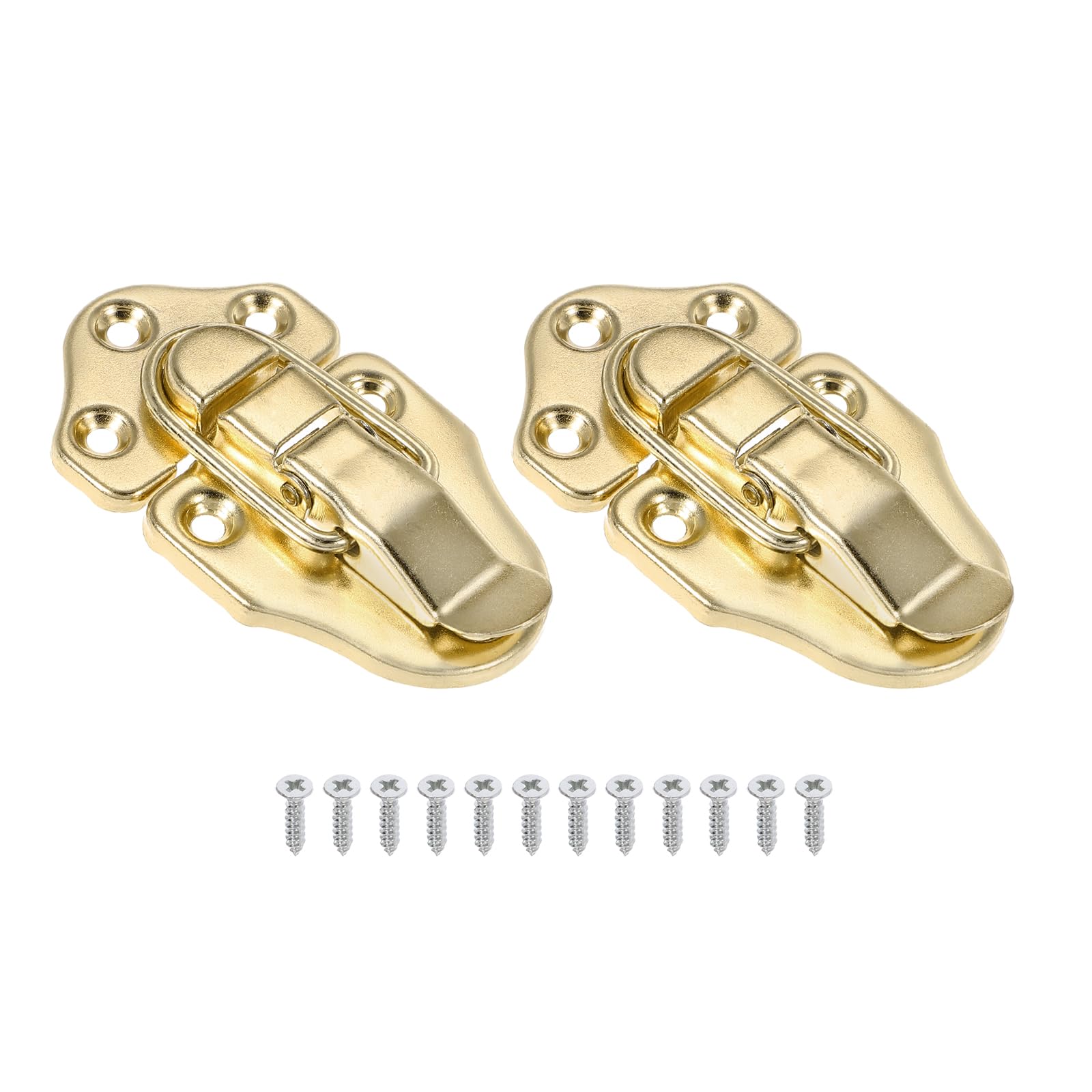 PATIKIL Retro Style Duckbilled Toggle Hasp Latch, 2 Pack Small Metal Vintage Box Toggle with Mounting Screw for Jewelry Cabinet Wooden Ordinary Box Crafts, Gold
