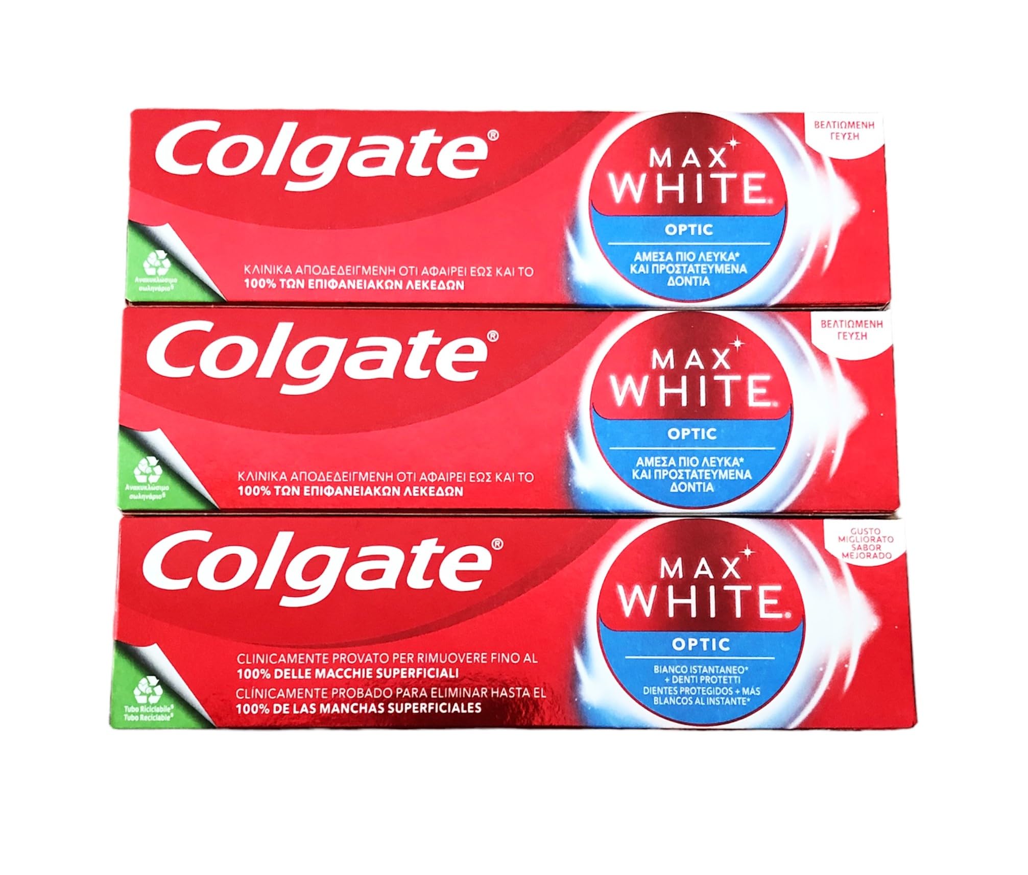 Colgate Max White One Toothpaste Optic 3-Pack (3 x 75g) for Visibly Whiter Teeth
