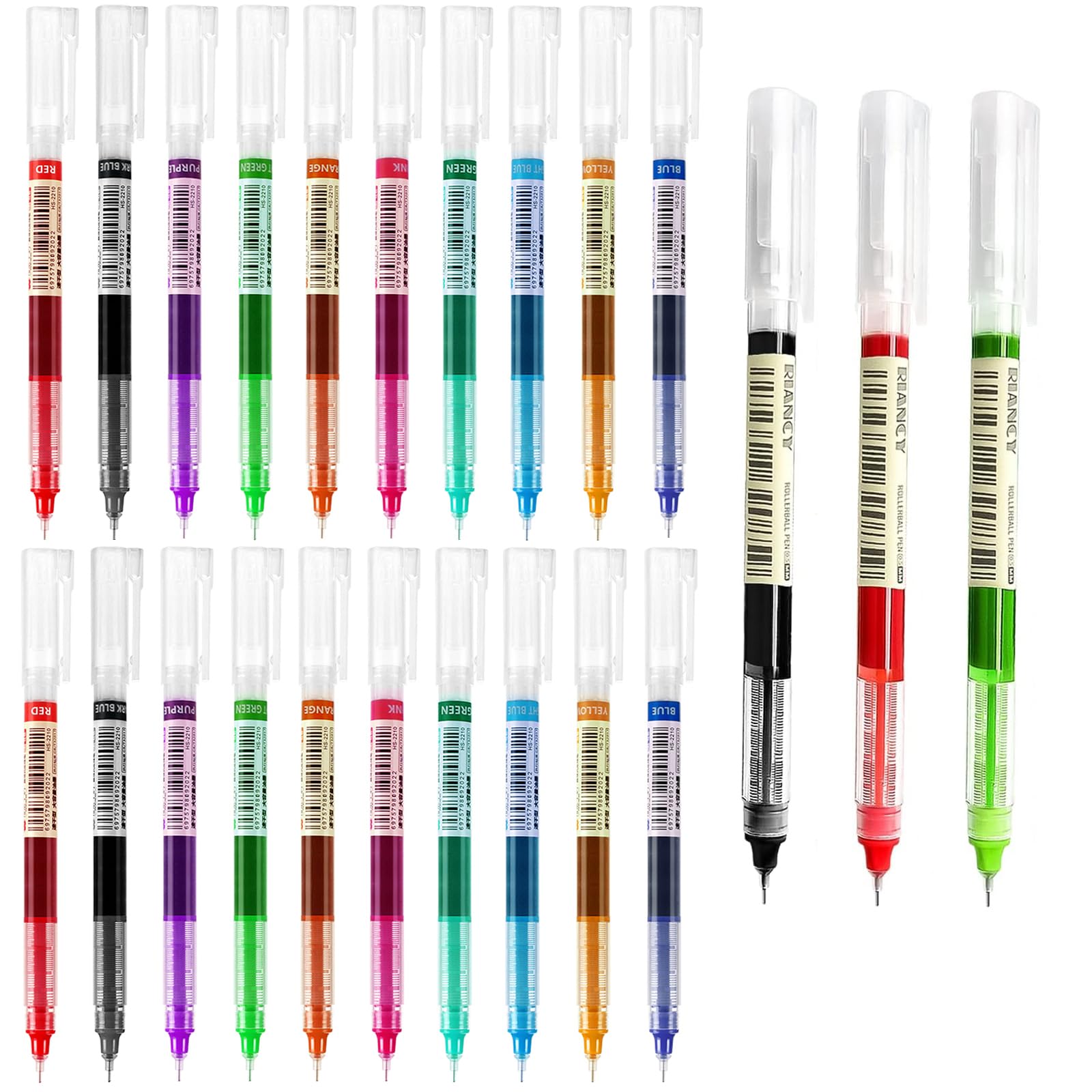 20pcs Rollerball Pen 0.5 mm Quick-Drying Ink Extra Fine Tip Pen for School, Office, Writing, Drawing, Adults and Kids