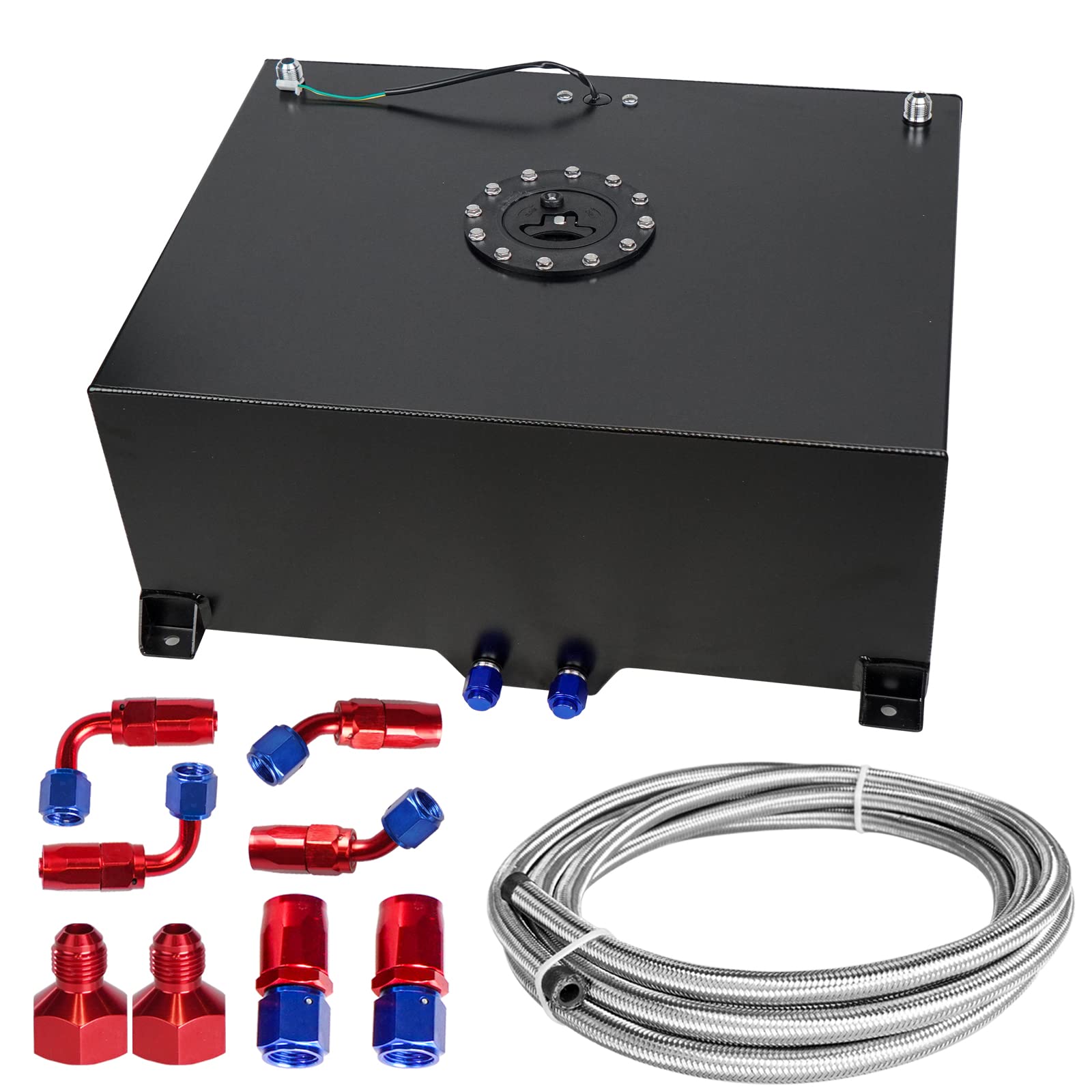 Photo 1 of Dexepe Universal 20 Gallon 80L Fuel Cell Polished Aluminum Fuel Tank with Cap/Level Sender/12FT Oil Feed Line Black