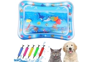 NOZLAID Interactive Sensory Water Play Mat for Cats & Kids - 2024 Cool Comfort Inflatable Tummy Time Mat with Thickened Water Sensor Technology (Square)