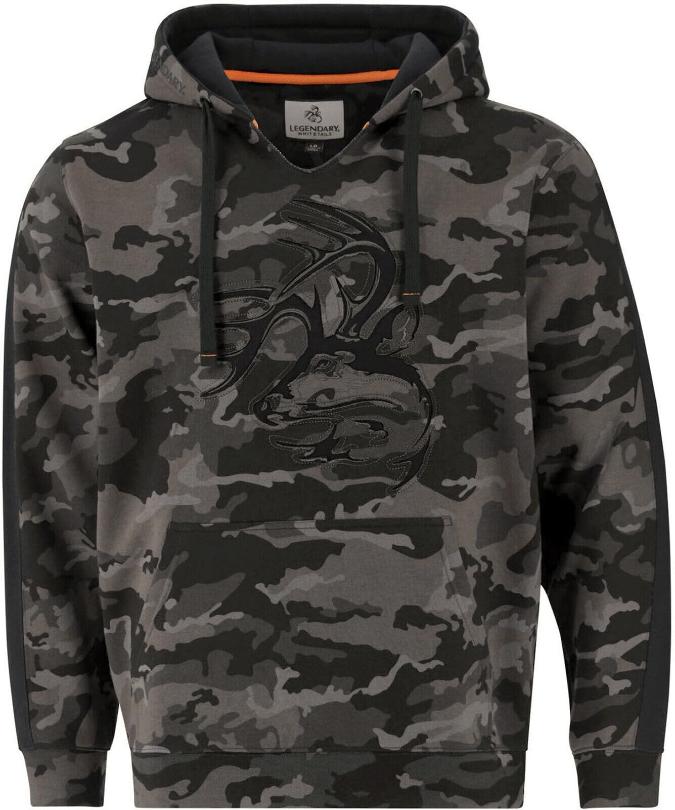 Legendary Whitetails Mens Camo Hoodie Pullover Sweatshirt Midweight V-Neck Design, Nocturnal Camo, MED Image