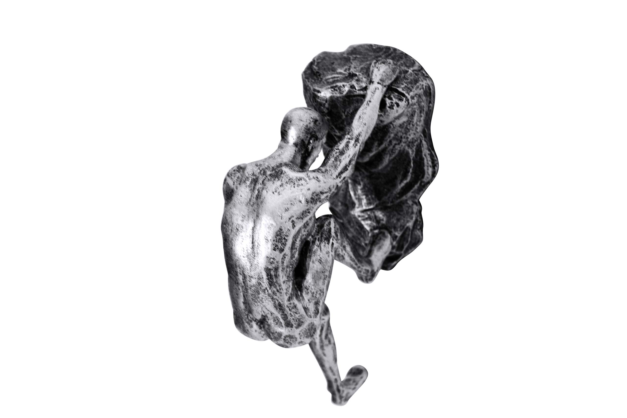 Haute Collage 1x Rock Climber climbing with both hands - Silver Colour wall hanging Ornament Statue Figurine Home Art Decoration
