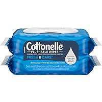 Cottonelle Fresh Care Flushable Wet Wipes, Adult Wet Wipes, 2 Flip-Top Packs, 42 Wipes per Pack (84 Total Flushable Wipes)