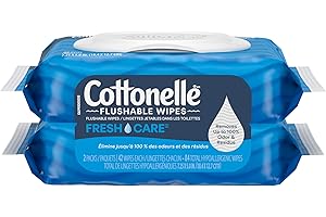 Cottonelle Fresh Care Flushable Wet Wipes, Adult Wet Wipes, 2 Flip-Top Packs, 42 Wipes per Pack (84 Total Flushable Wipes)