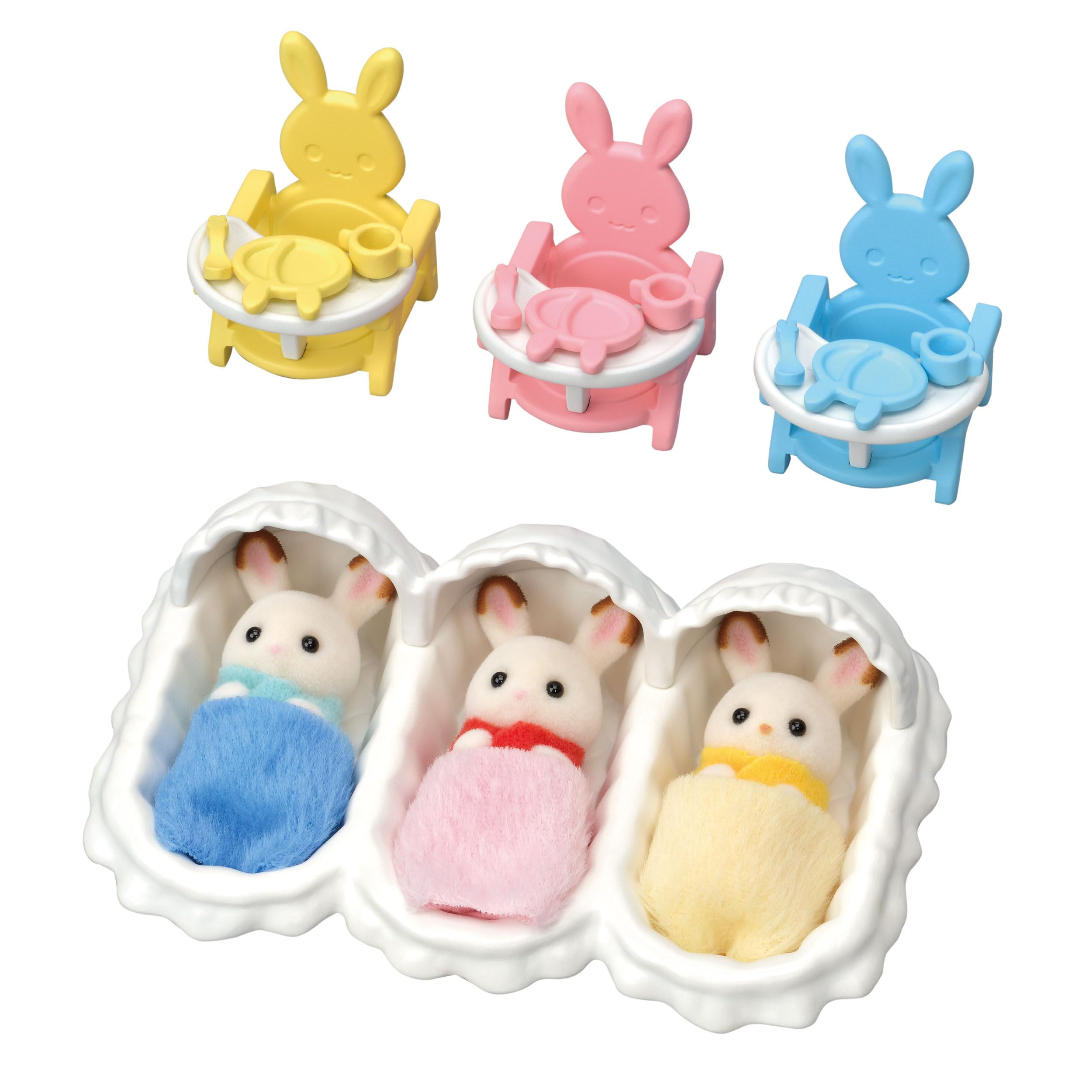 Sylvanian Families 5532 Triplets Care Set - Dollhouse Playsets, Yellow,blue,mint,green,pink,red