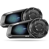 Fodsports FX-S Motorcycle Bluetooth Headset V5.4, 2-Way Helmet Intercom Communication System with IP67 Waterproof, CVC Noise Cancellation, Hands-Free Music/Call, 2 Type Mics, Black, 2 Pack