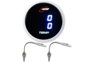RACETECH Electrical Dual Temperature Gauge – Water & Oil/Coolant Temp – Digital Blue LED 52mm 2-1/16" Fahrenheit Display – In