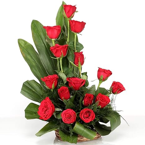 Ferns N Petals Lovely Red Roses Basket Valentines Gift Amazon In Garden Outdoors