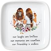Crisky Best Friend Birthday Gifts for Women, Friendship Gifts for Women, Trinket Ring Dish Jewelry Tray for Friend Her Sisters Besties Long Distance Graduation Gift Ideas, Square